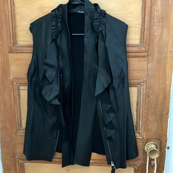 Leather and Wool Ruffle Vest - Picture 1 of 2